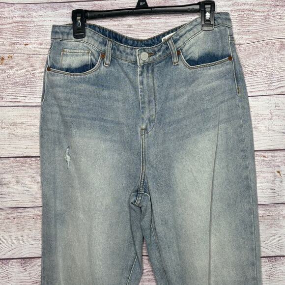 Blank NYC The Madison Crop Raw Hem Light Blue Denim Distressed Jeans Size 31 - Picture 3 of 11